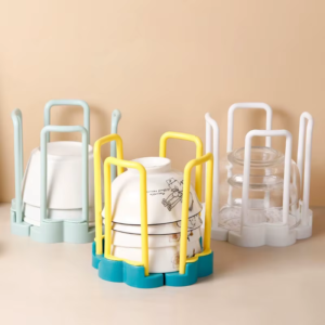 Rotating Retractable Dish Dish Rack Kitchen Shelf Plastic Draining Rack Stove Top Small Bowl Organizer Convenient Bowl Rack - Image 1