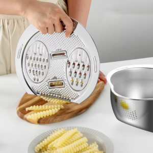 304 Stainless Steel Rice Washer & Vegetable Shredder Bowl - Image 2