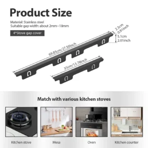 Stainless Steel Stove Gap Covers (2 Pack) - Image 5