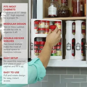Kitchen Condiment Spice Organizer Rack Multi-Function Rotating Storage Shelf Slide Kitchen-Cabinet Cupboard Storags - Image 4
